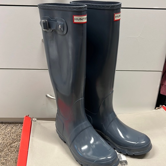 Hunter Women’s Original Tall Gloss Rain Boots - Dark Grey - Picture 1 of 6